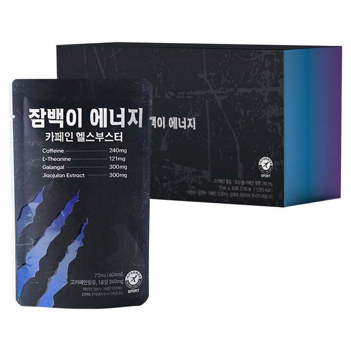 잠백이 에너지 카페인 헬스부스터, 70ml, 30개