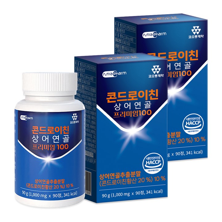 코오롱제약 콘드로이친 상어연골 프리미엄 100, 90정, 2개