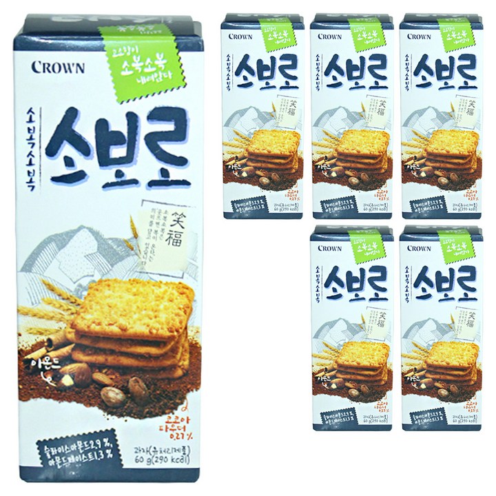 크라운 소복소복소보로 비스킷, 60g, 6개