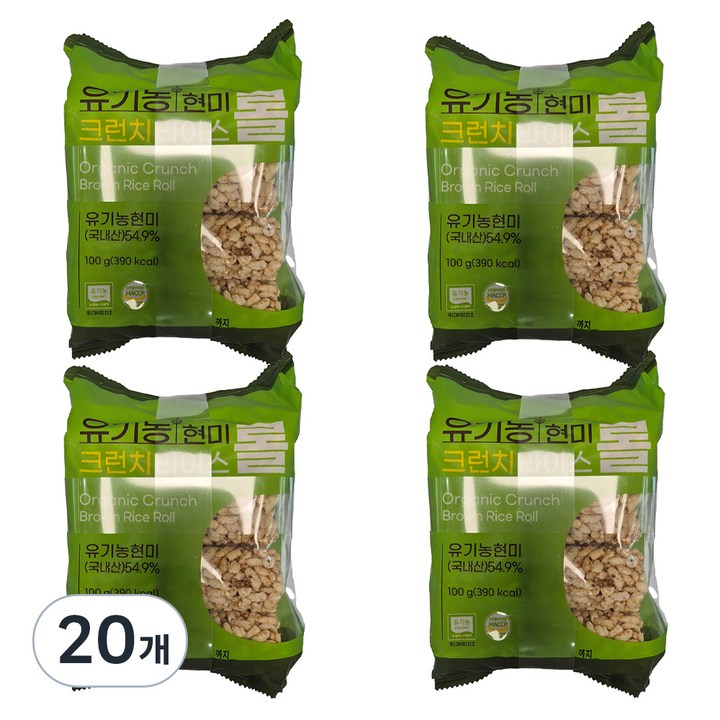 유기농 현미 크런치롤, 100g, 20개