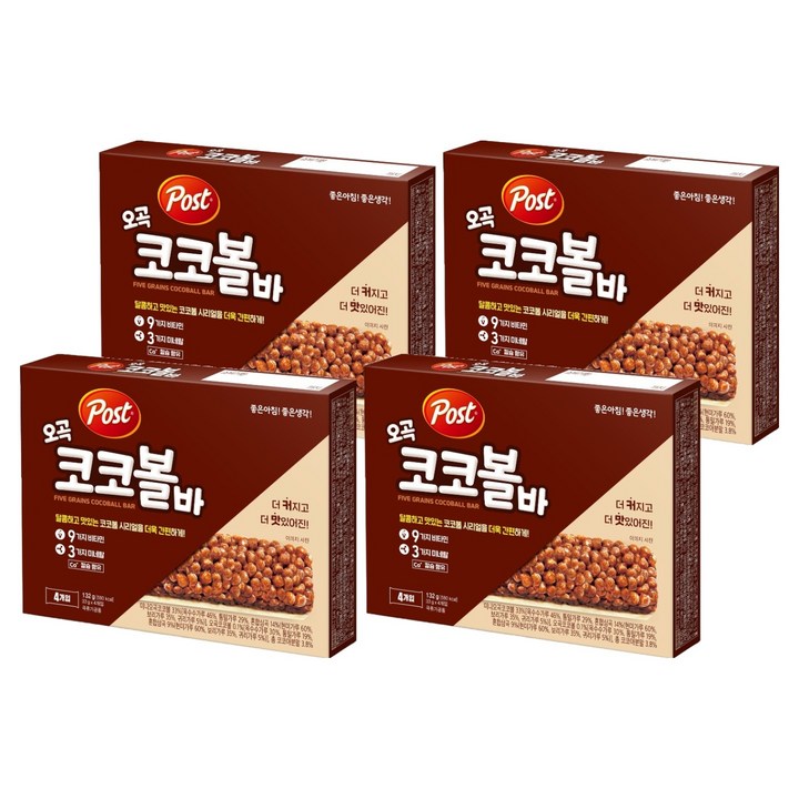 포스트 오곡코코볼바 4p, 132g, 4개