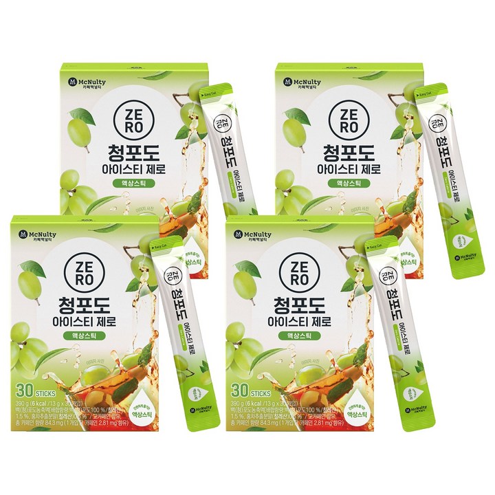 맥널티커피 청포도 아이스티 제로, 390g, 30개입, 4개