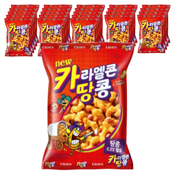 크라운 카라멜콘 땅콩 과자, 46g, 24개