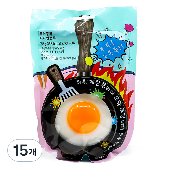 계란 후라이 모양 푸딩, 78g, 15개