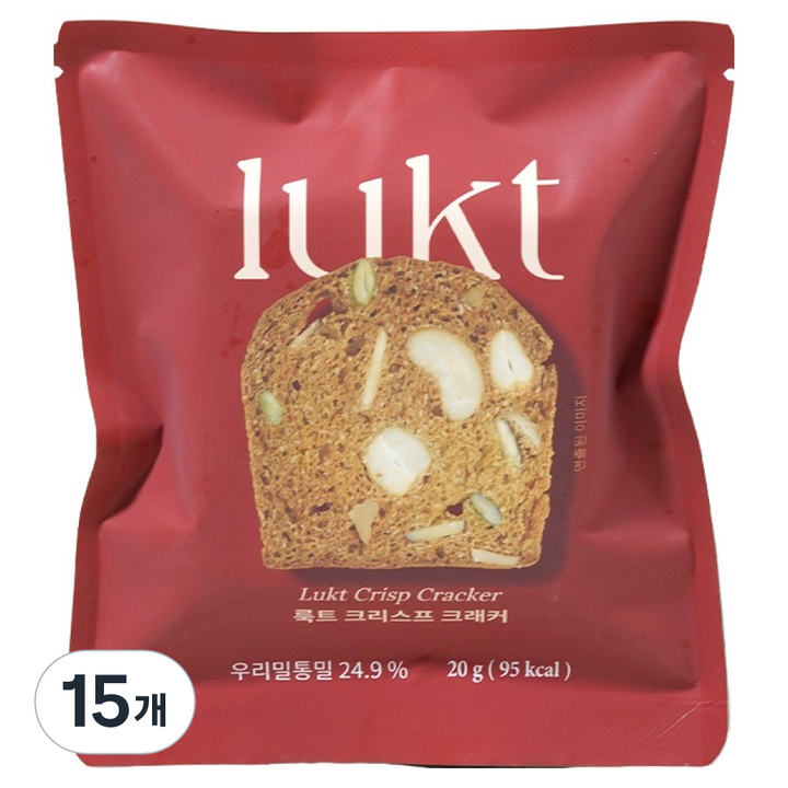 LUKT 단백질 프로틴 우리밀통밀 크리스프 크래커, 20g, 15개