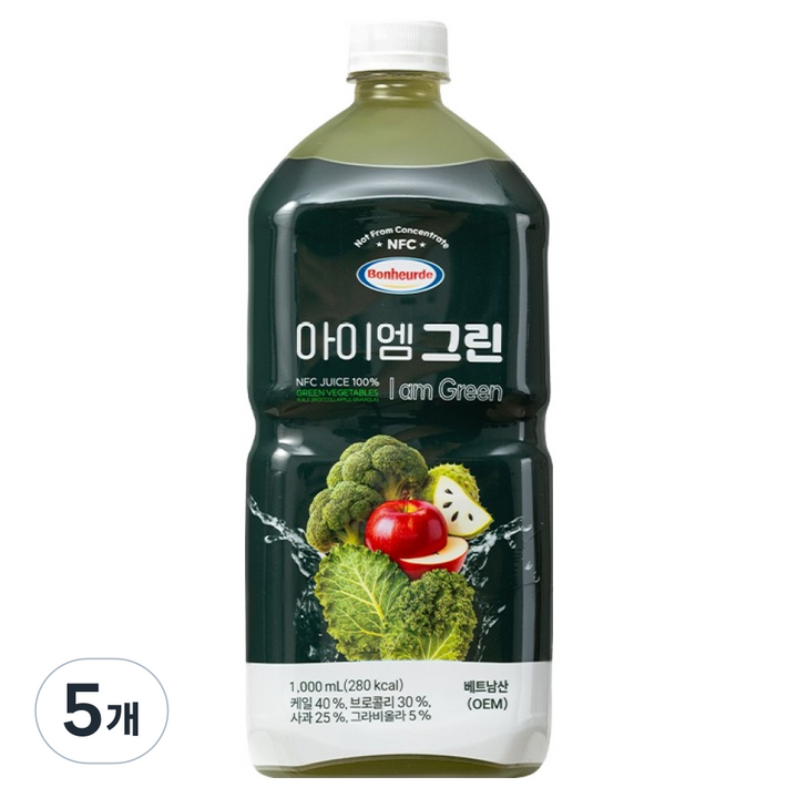 보넬드 아이엠 그린 주스, 5개, 1L