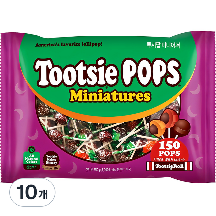 투시팝 미니어쳐 막대사탕, 750g, 10개
