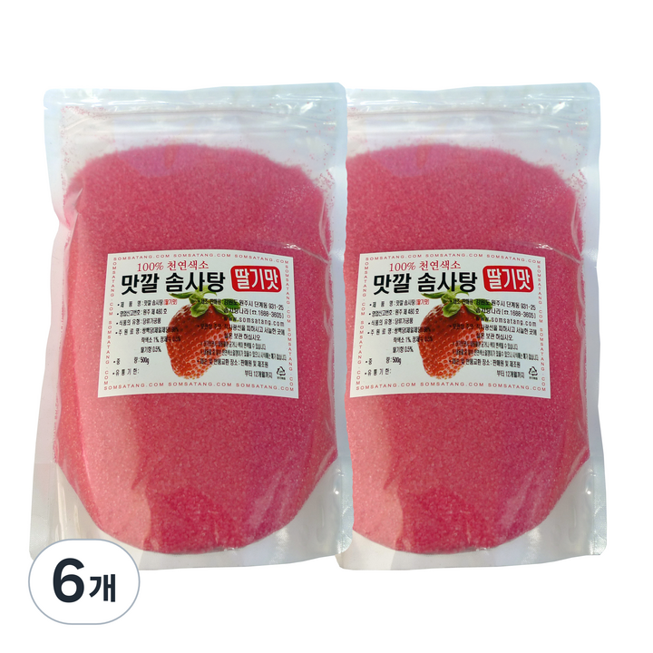 맛깔 설탕 솜사탕 전용 설탕 딸기맛, 500g, 6개