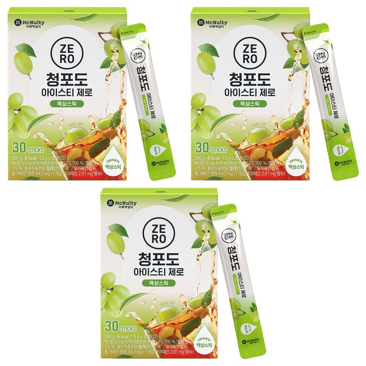 맥널티커피 청포도 아이스티 제로, 390g, 30개입, 3개