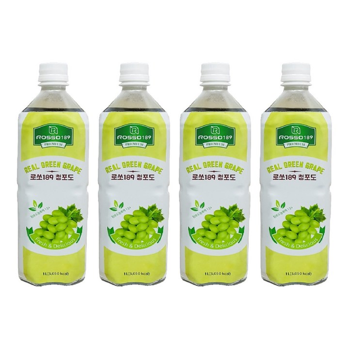 로쏘189 청포도 음료베이스, 1L, 4개