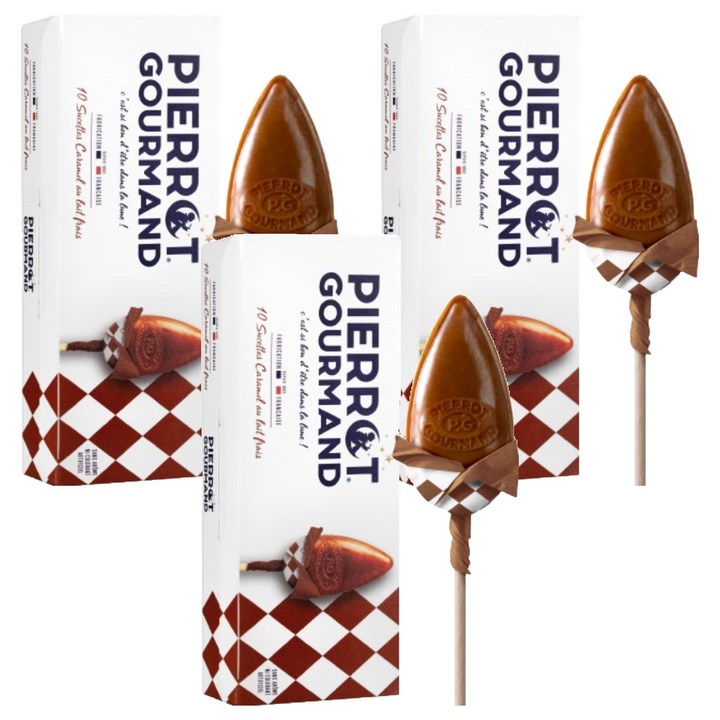 피에로구르망 밀크카라멜맛 롤리팝 10p, 130g, 3개