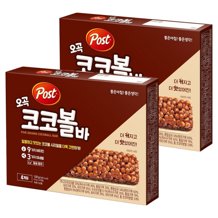포스트 오곡코코볼바 4p, 132g, 2개