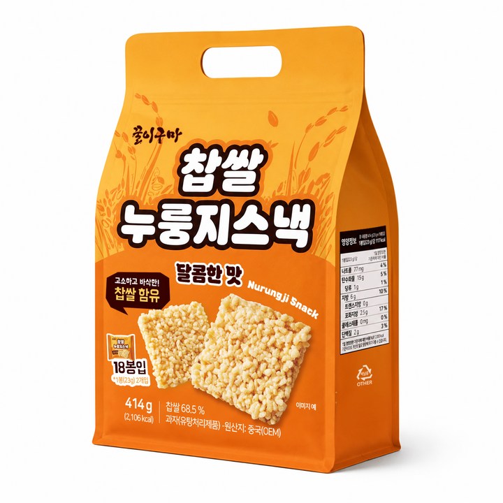 꿀이구마 찹쌀 누룽지 스낵 달콤한맛, 414g, 1개