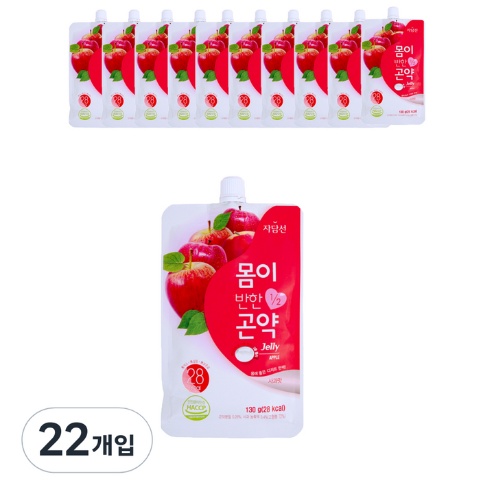 자담선 몸이반한 곤약젤리 디저트 사과맛, 130g, 22개