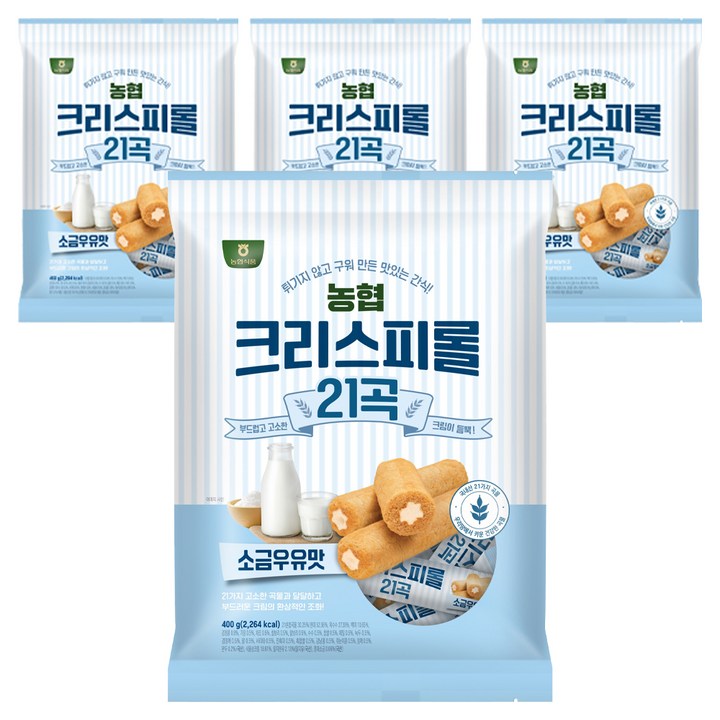 농협식품 크리스피롤 21곡 소금우유맛 과자, 400g, 4개