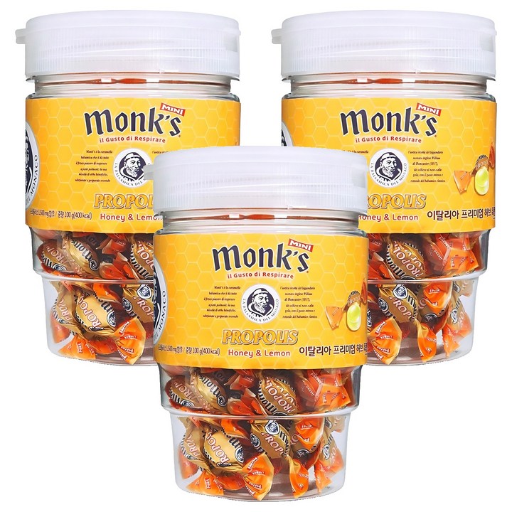 Monks 프로폴리스 캔디, 100g, 3개