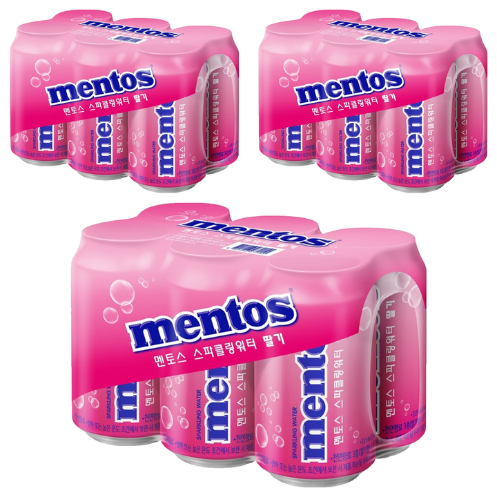 멘토스 스파클링 워터 딸기, 355ml, 18개