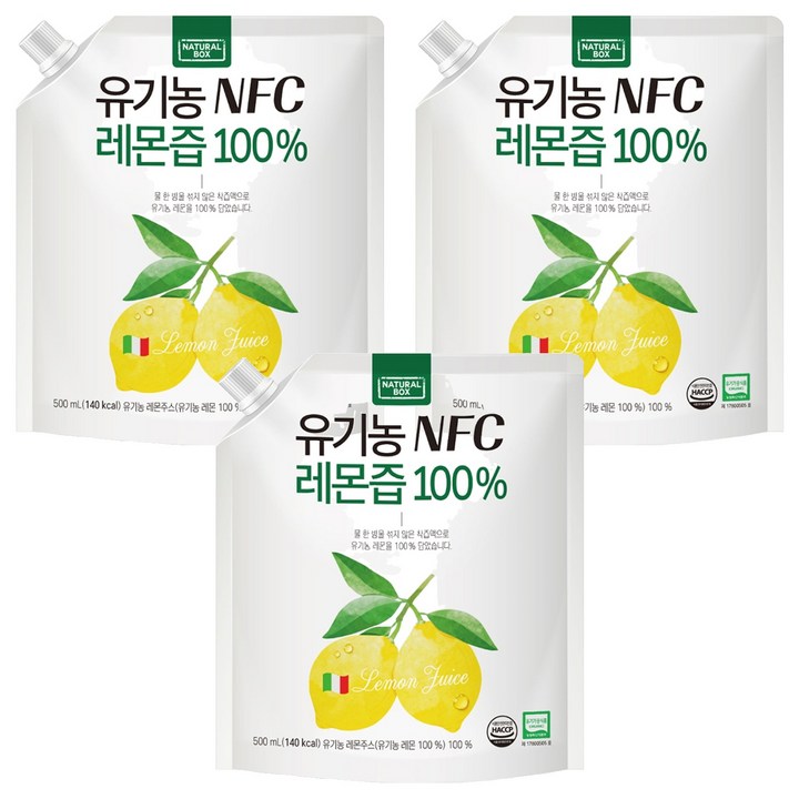 내추럴박스 유기농 NFC 레몬즙, 500ml, 3개