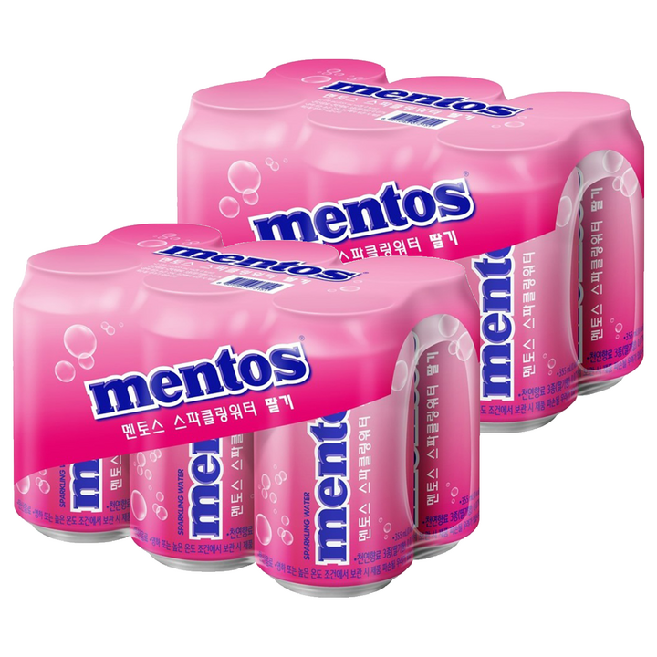 멘토스 스파클링 워터 딸기, 355ml, 12개