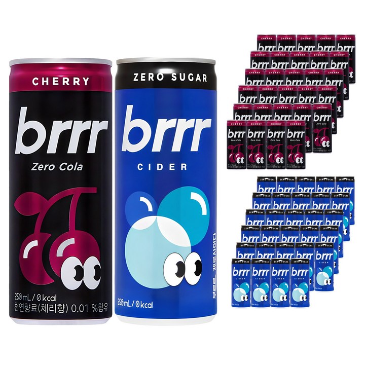 부르르 제로사이다 30p + 제로콜라 체리 30p, 250ml, 1세트
