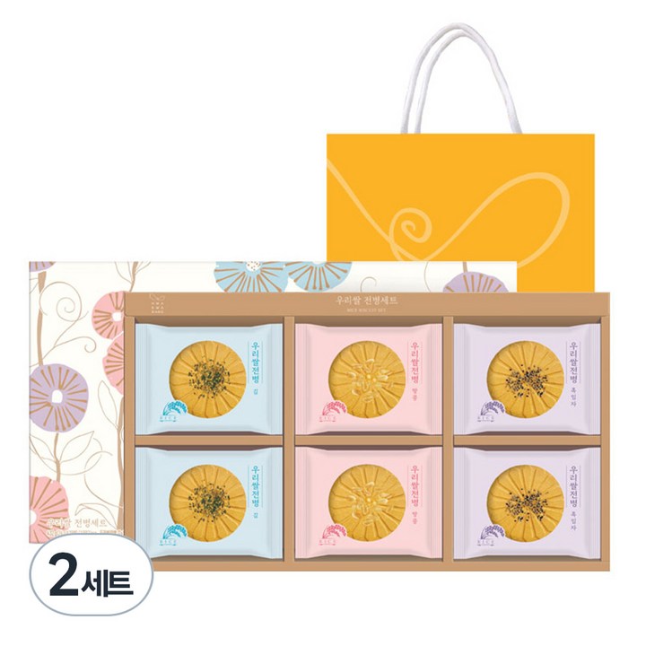 화과방 우리쌀 전병 3종 + 쇼핑백 세트, 432g, 2세트