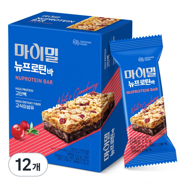 마이밀 정품 뉴프로틴바, 252g, 12개