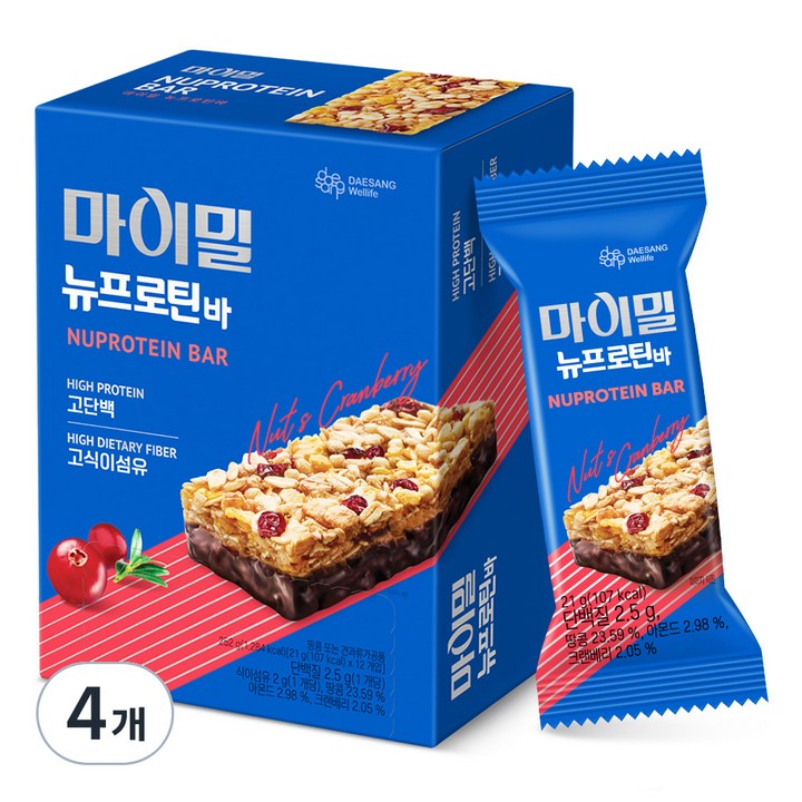 마이밀 정품 뉴프로틴바, 252g, 4개