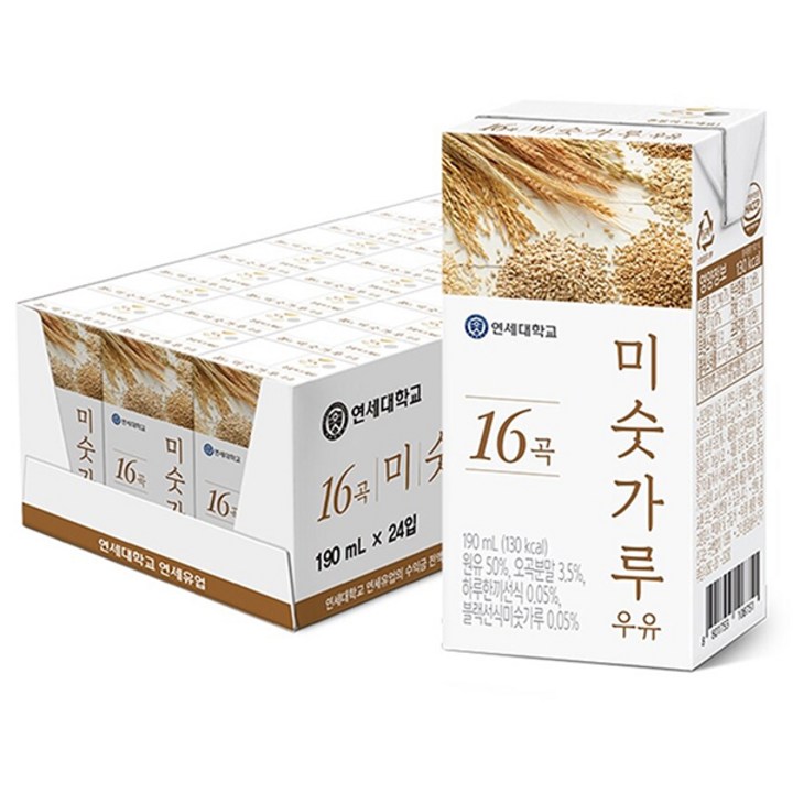 연세우유 16곡 미숫가루 우유, 190ml, 24개