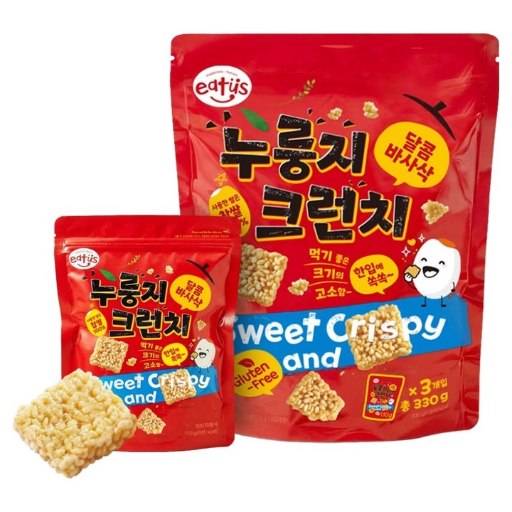 이더스 찹쌀 누룽지 크런치 3p, 1개, 330g
