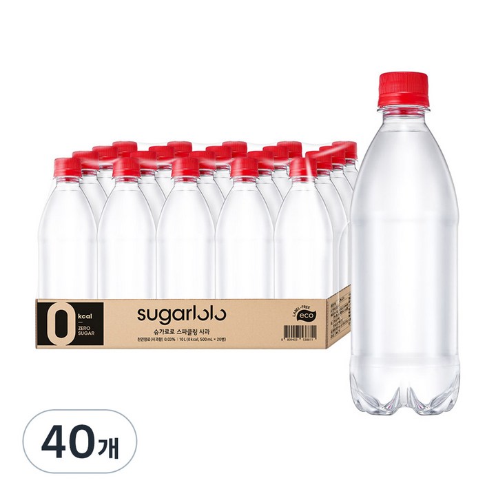 슈가로로 스파클링 사과 에코 무라벨, 500ml, 40개