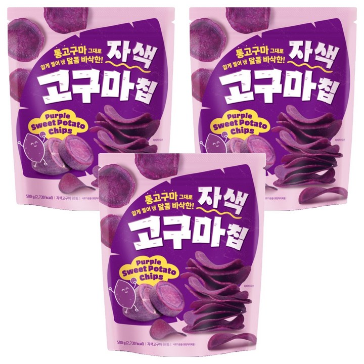 씨월드 자색고구마칩, 500g, 3개