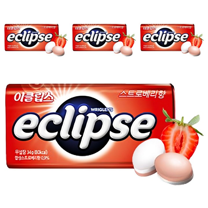 이클립스 스트로베리향 캔디, 34g, 4개