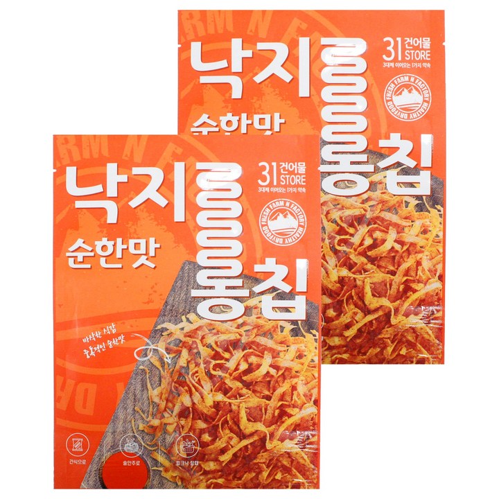 31건어물 수제 낙지롱칩 순한맛, 2개, 130g
