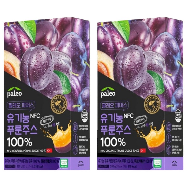 팔레오 NFC 유기농 푸룬주스 100% 스틱, 280g, 2박스