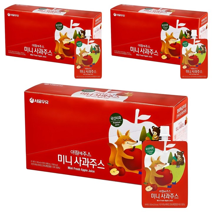 아침에주스 미니 사과 주스, 100ml, 30개