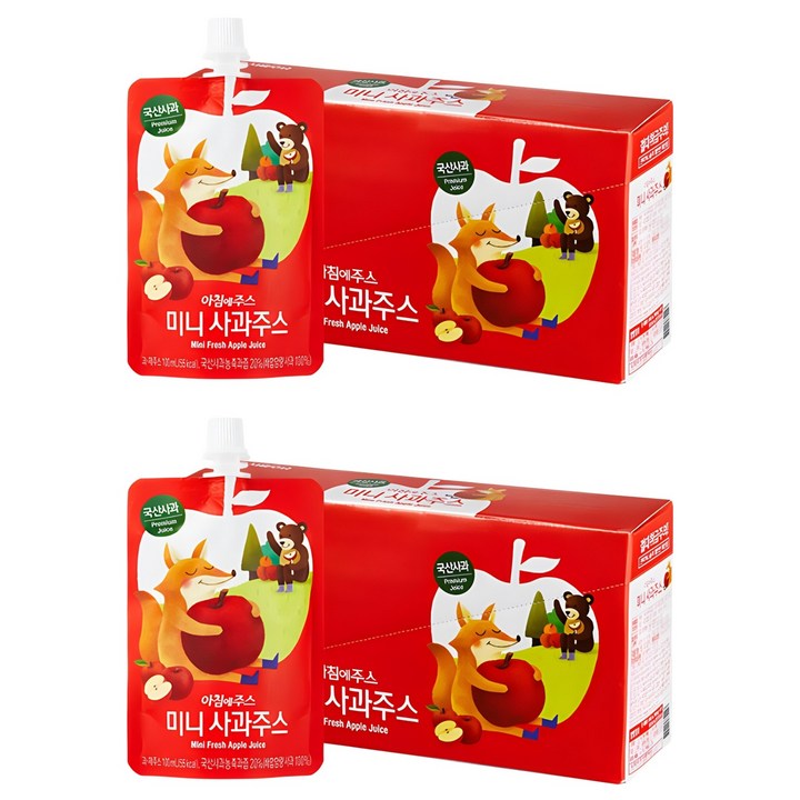 아침에주스 미니 사과 주스, 100ml, 20개