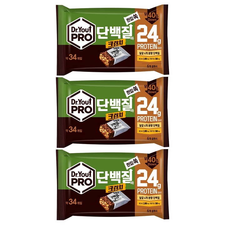 닥터유 프로단백질바 크런치 한입쏙, 420g, 3개