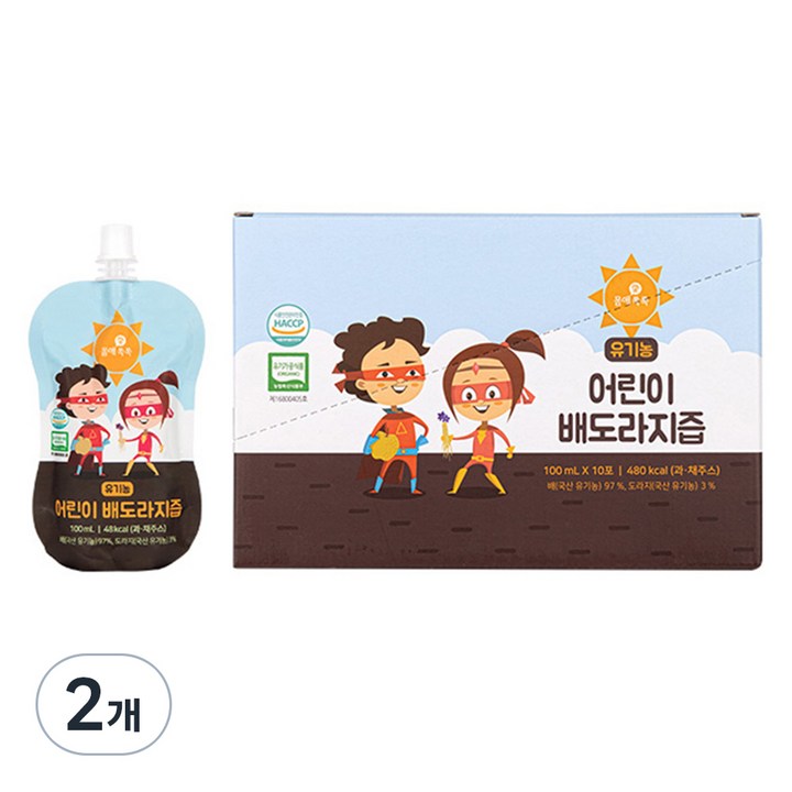 몸애쏙쏙 유기농 어린이 배도라지즙, 1L, 2개, 혼합맛(배/도라지)