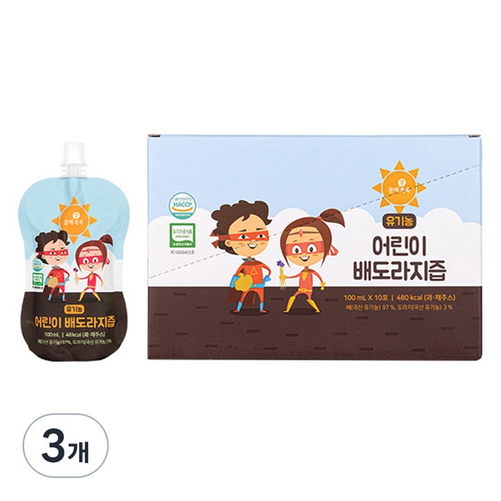 몸애쏙쏙 유기농 어린이 배도라지즙, 1L, 3개, 혼합맛(배/도라지)