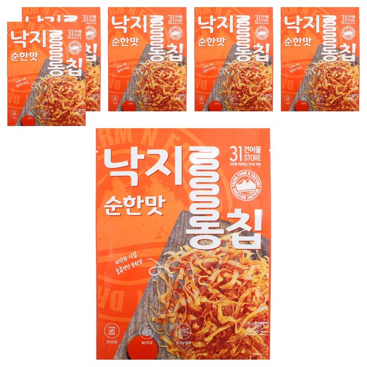 31건어물 수제 낙지롱칩 순한맛, 6개, 130g