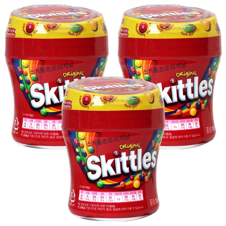 스키틀즈 오리지날 프릇츠향 캔디, 3개, 100g