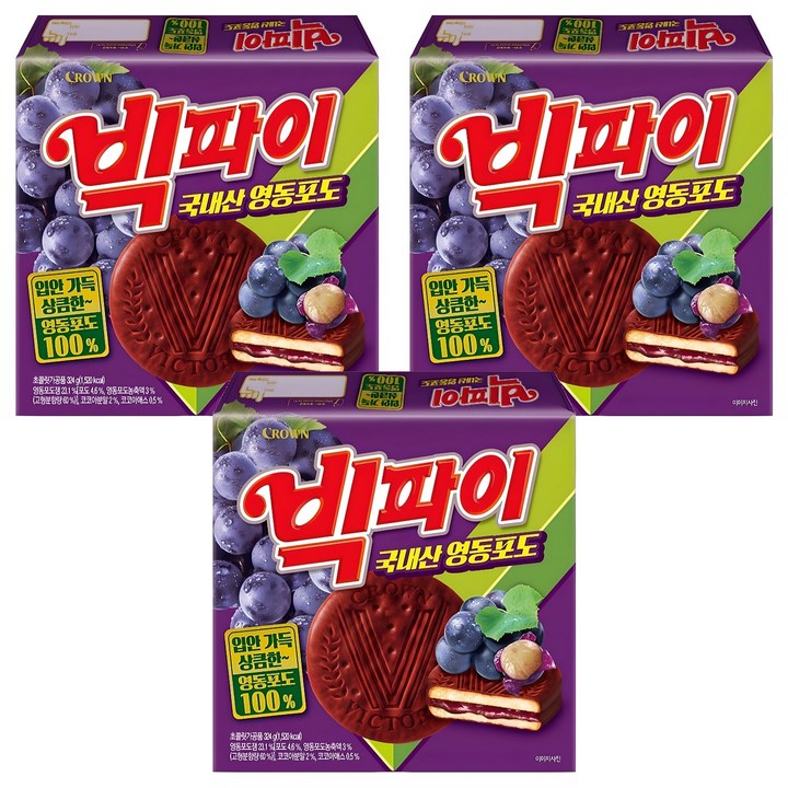 크라운 빅파이 영동포도, 324g, 3개