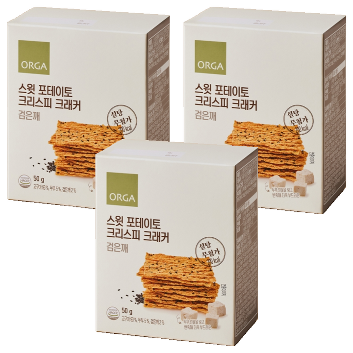 올가홀푸드 스윗 포테이토 크리스피 크래커 검은깨, 50g, 3개