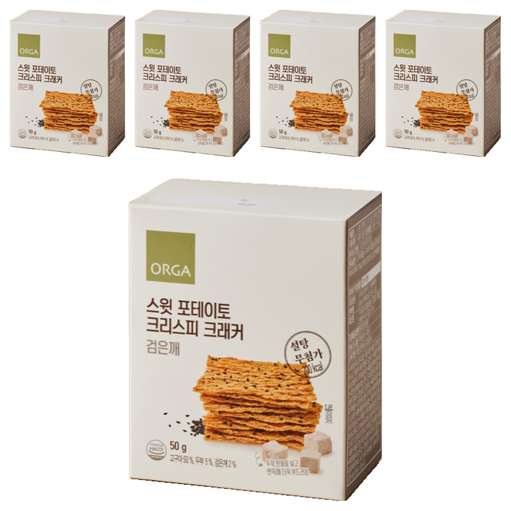 올가홀푸드 스윗 포테이토 크리스피 크래커 검은깨, 50g, 5개