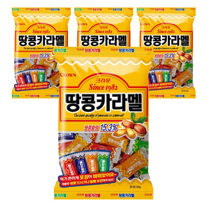 크라운 땅콩카라멜, 324g, 4개