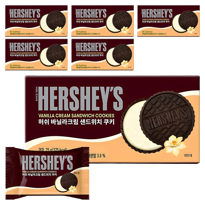 허쉬 바닐라크림 샌드위치 쿠키, 75g, 6개
