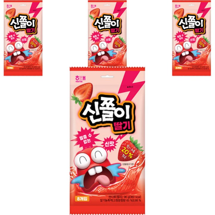 해태제과 신쫄이 젤리 딸기 8개입, 96g, 4개