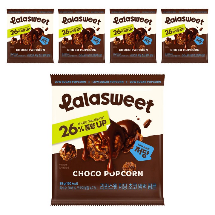 라라스윗 저당 초코범벅 팝콘, 38g, 5개