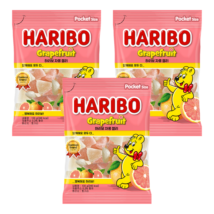하리보 그레이프 프루트 젤리, 100g, 3개