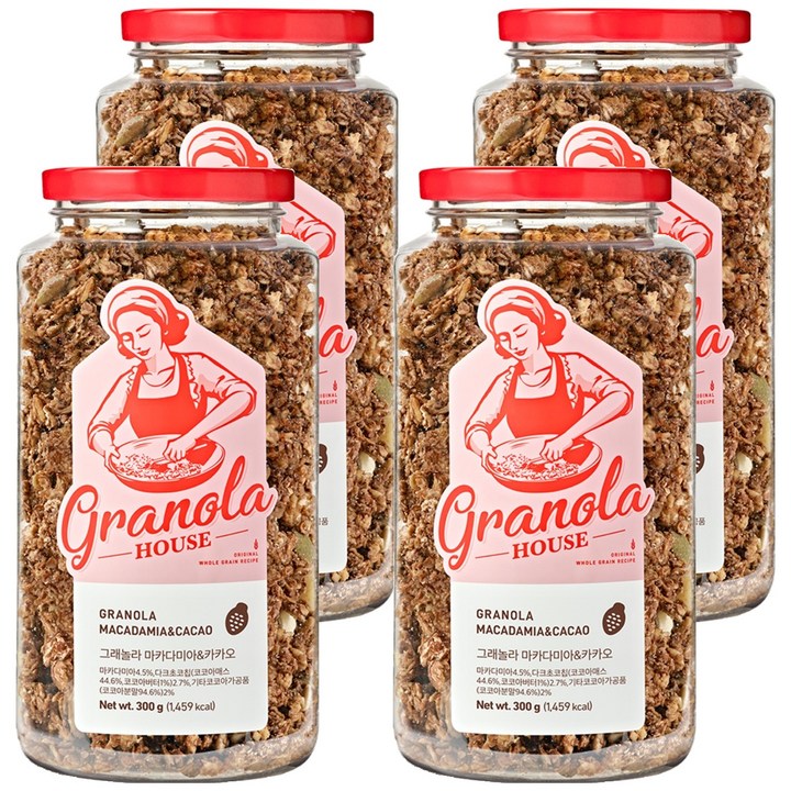 그래놀라하우스 마카다미아 앤 카카오, 300g, 4개